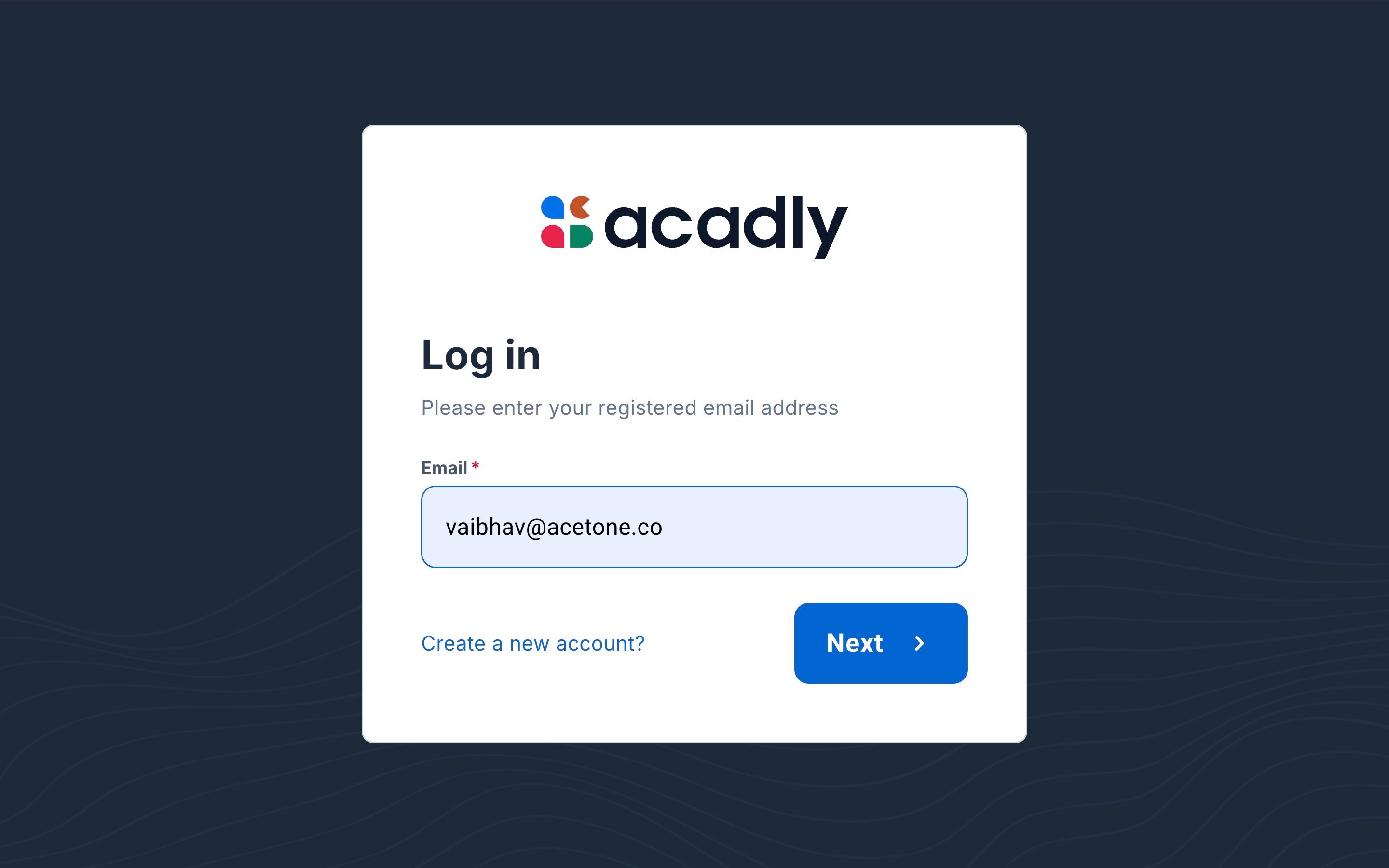 acadly login page